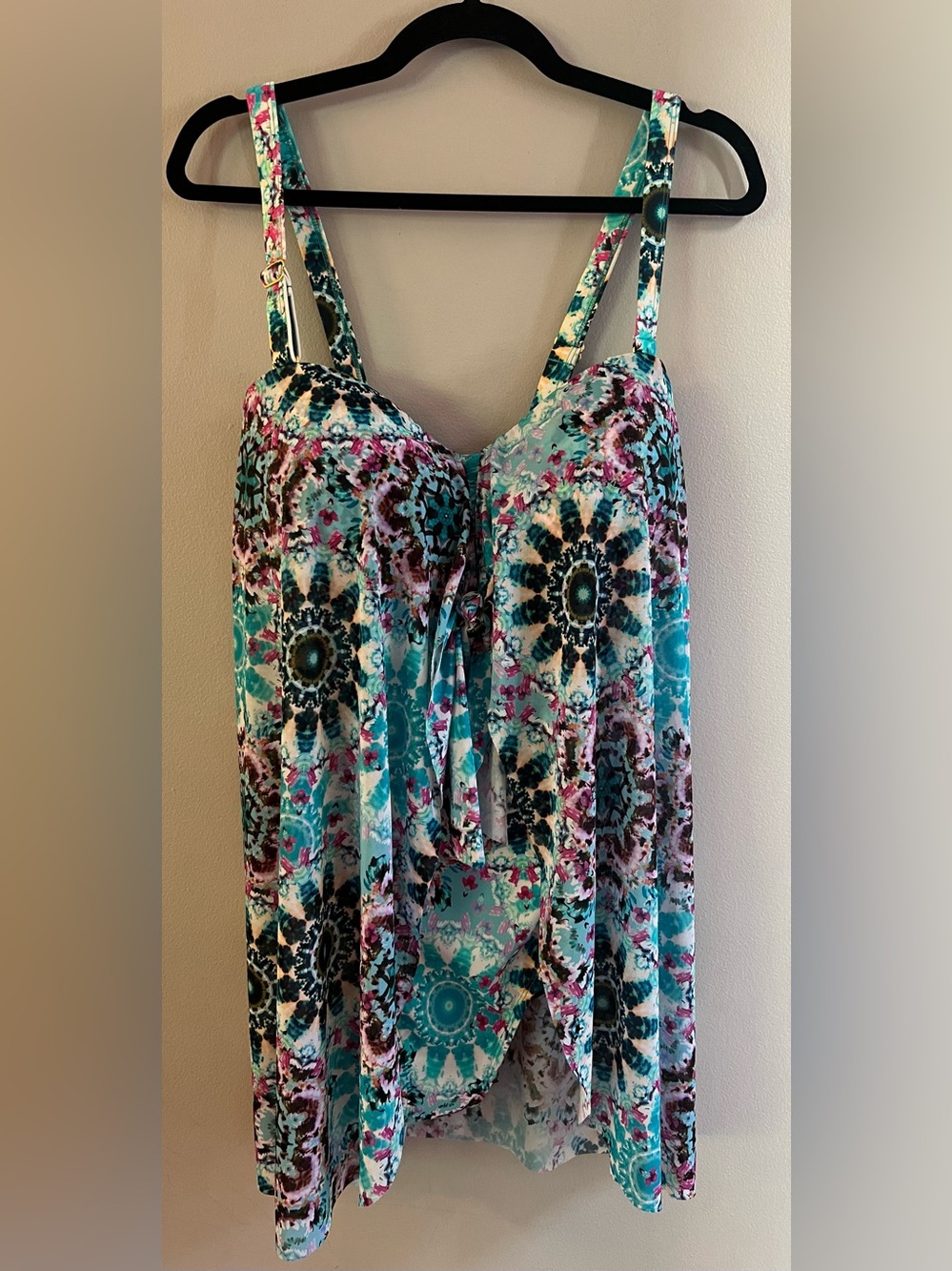 New!! Kim Gravel Swimsuits For All Turquoise Floral One-Piece Swimdress